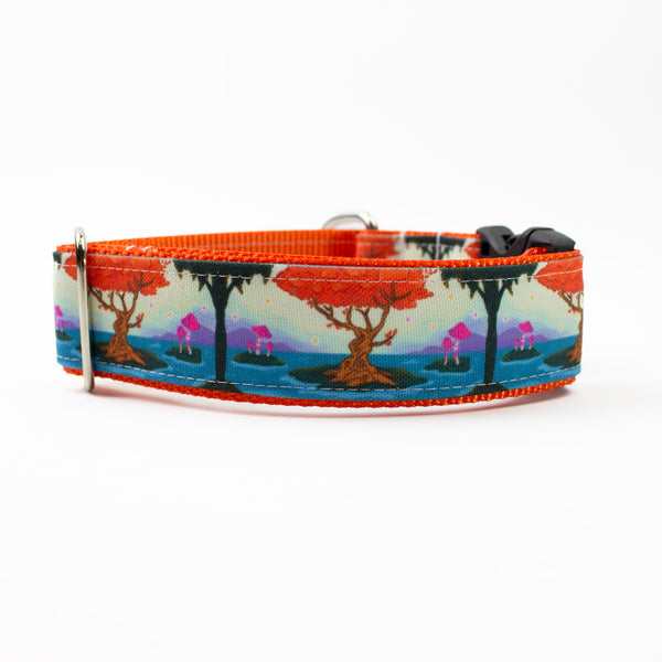 Enchanted Nocturnal Forest Canvas Dog Collar (1" and 1.5" only)