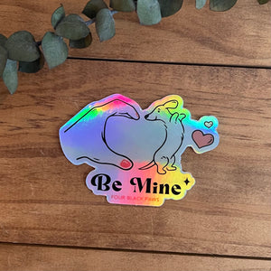 Holographic Be Mine Heart Vinyl Sticker