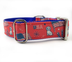 Pawty in the USA Canvas Dog Collar (1" and 1.5" only)