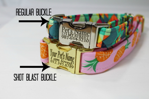Coral, Mint and White Plaid Canvas Dog Collar