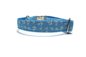 Blue Anchors Canvas Dog Collar
