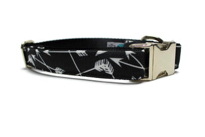 Black and White Arrows Canvas Dog Collar