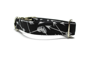 Black and White Arrows Canvas Dog Collar