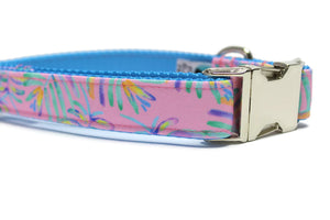 Pink Palms Canvas Dog Collar
