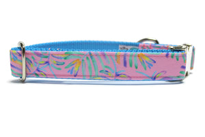 Pink Palms Canvas Dog Collar