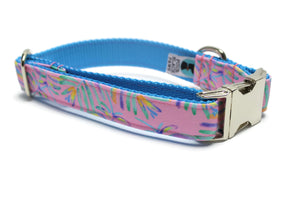 Pink Palms Canvas Dog Collar