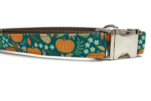 Autumn Pumpkins Canvas Dog Collar