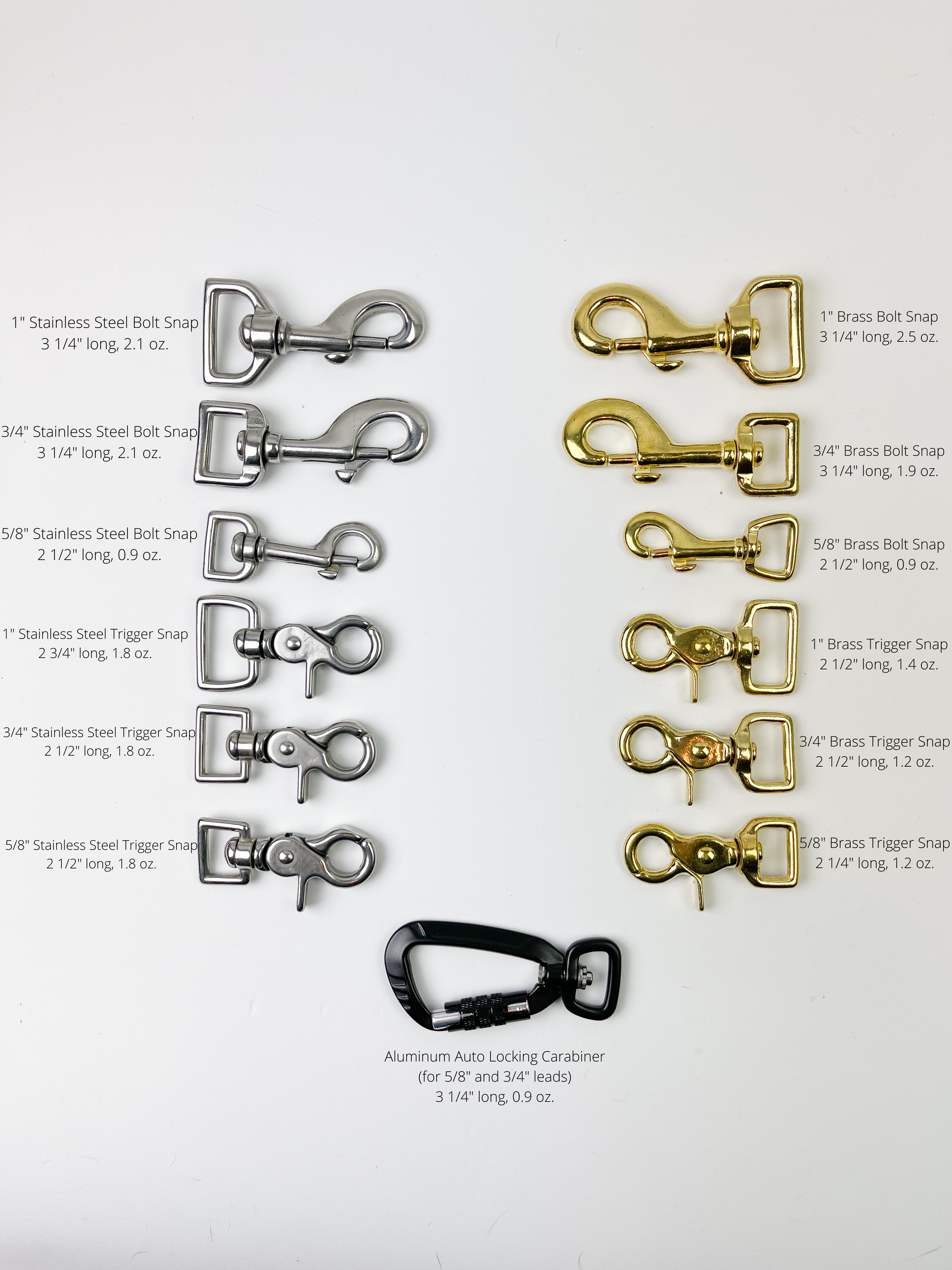 Dog Leash Hardware - Snap Hooks & Trigger Snaps