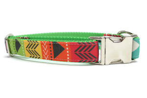 Rainbow Aztec Stripe Canvas Dog Collar
