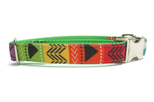 Rainbow Aztec Stripe Canvas Dog Collar