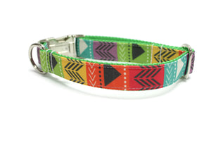 Rainbow Aztec Stripe Canvas Dog Collar