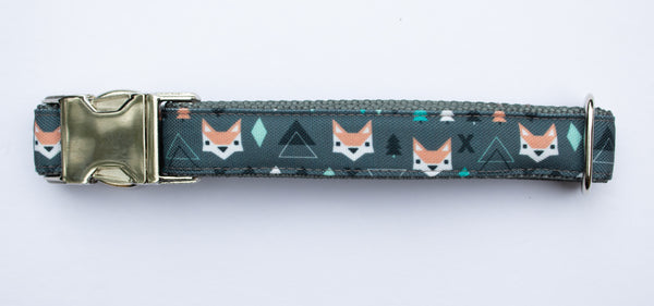 Geometric Foxes Canvas Dog Collar (1” and 1.5” width only)