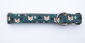 Geometric Foxes Canvas Dog Collar (1” and 1.5” width only)