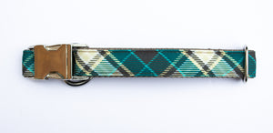 Evergreen Plaid Canvas Dog Collar