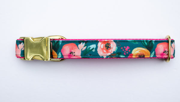 Harvest Blooms Canvas Dog Collar
