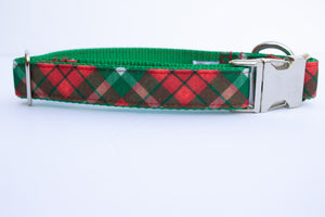 Yuletide Plaid Canvas Dog Collar