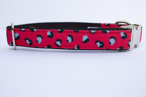 Red Leopard Canvas Dog Collar