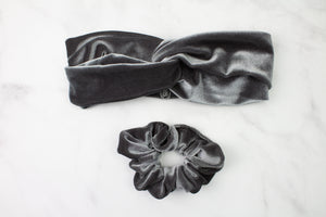 Silver Velvet Twist Headband or Scrunchie