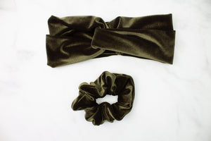 Moss Velvet Twist Headband or Scrunchie