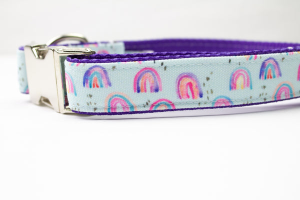 Rainbow Sky Canvas Dog Collar