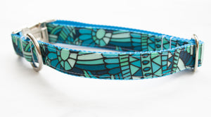 Blue Waves Canvas Dog Collar