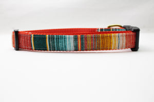 Teal Serape Stripes Canvas Dog Collar