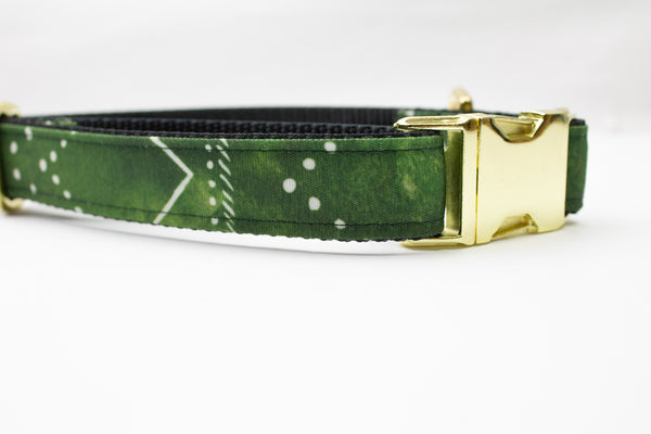 Green Celestial Canvas Dog Collar