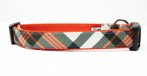 Red, Black and White Plaid Canvas Dog Collar