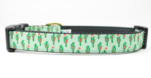 Christmas Cactus Canvas Dog Collar