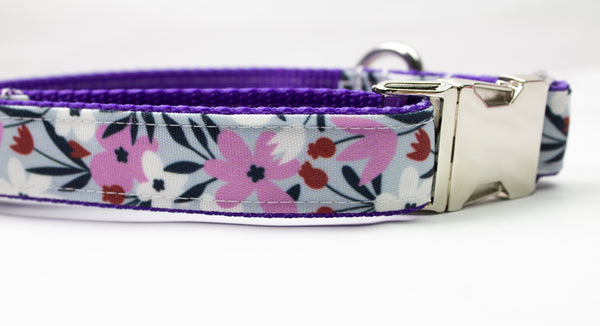 Lilac Fields Canvas Dog Collar