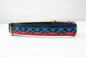 Palm Tree Sunrise Canvas Dog Collar (1" and 1.5" only)