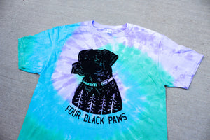 Four Black Paws Logo Tie Dye T-Shirt