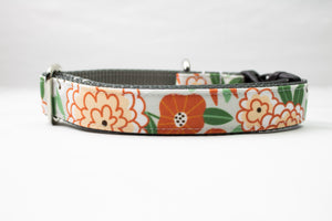 Retro Floral Canvas Dog Collar