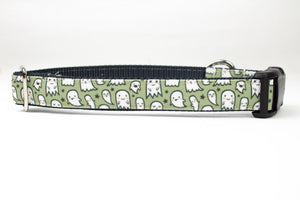 Green Ghosts Canvas Dog Collar