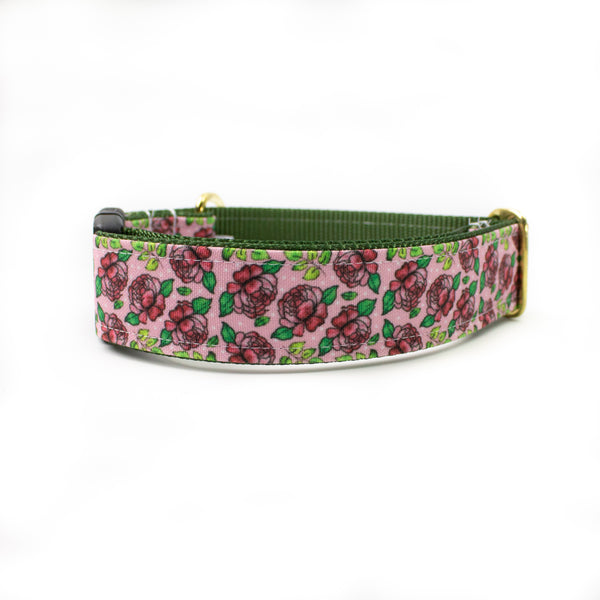 Dusty Roses Canvas Dog Collar