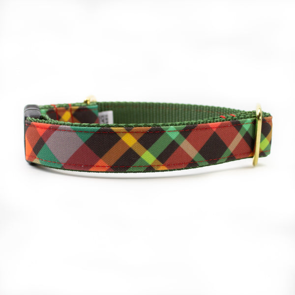 Northern Alps Plaid Canvas Dog Collar