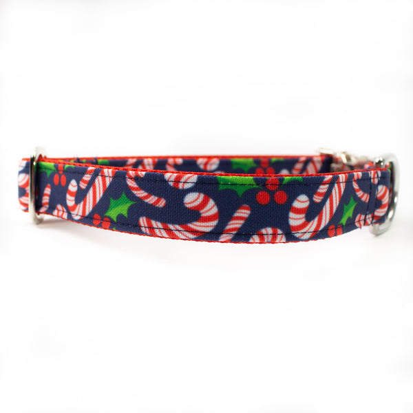 Candy Cane Canvas Dog Collar