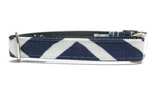 Navy Geometric Canvas Dog Collar