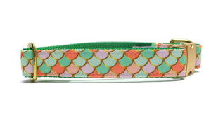 Pastel Fish Scales Canvas Dog Collar
