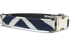 Navy Geometric Canvas Dog Collar