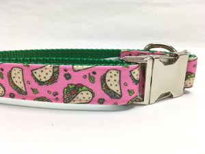 Pink Taco Canvas Dog Collar