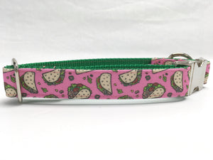 Pink Taco Canvas Dog Collar