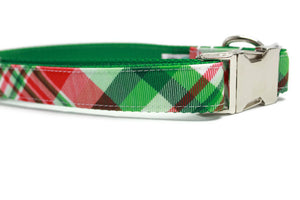Christmas Plaid Canvas Dog Collar