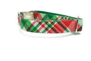 Christmas Plaid Canvas Dog Collar