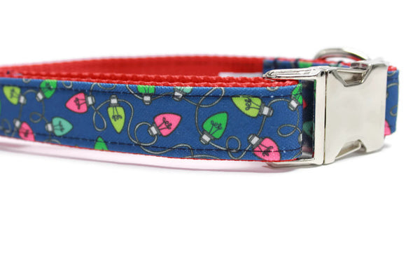 Holiday Lights Canvas Dog Collar