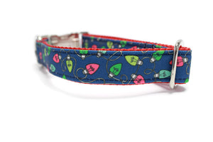 Holiday Lights Canvas Dog Collar